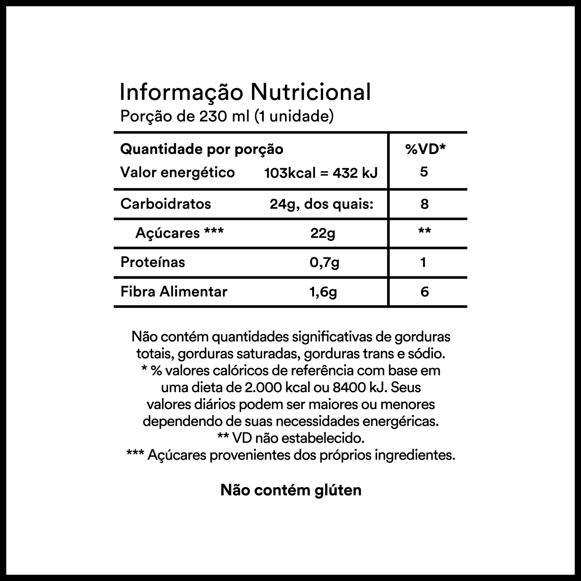 Tabela Nutricional Suco de Frutas Vermelhas freeshipping - nobrand
